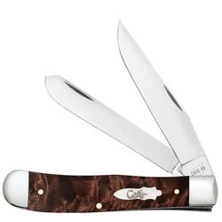 CASE BROWN MAPLE BURL WOOD SMOOTH KNIFE TRAPPER